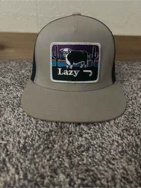 Brand Gray Trucker Cap with Embroidered Patch